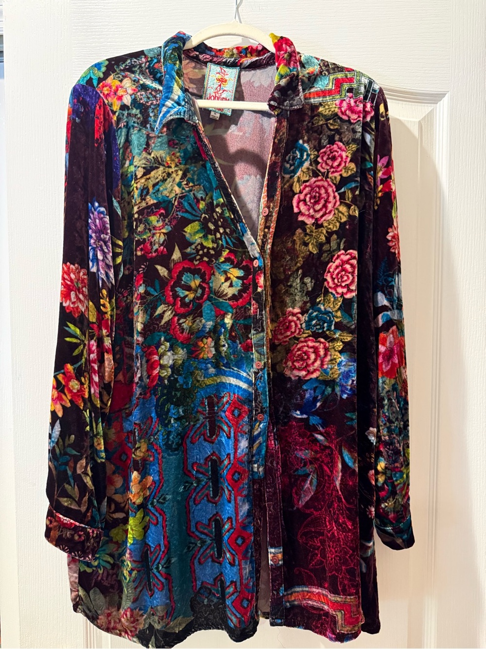 Johnny Was Velvet Dream Floral Patchwork Button down- Multi